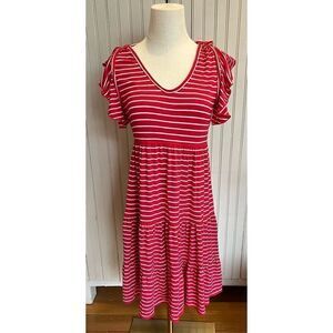 NWT Max Studio Ruffle Cap Sleeve Tiered Jersey Babydoll Dress. Sz S